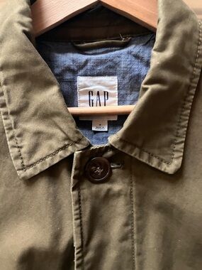 GAP Olive Green Single-Breasted Trench Coat